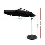 Instahut 3m Outdoor Umbrella w/Base Cantilever Garden Patio Beach Sunshade