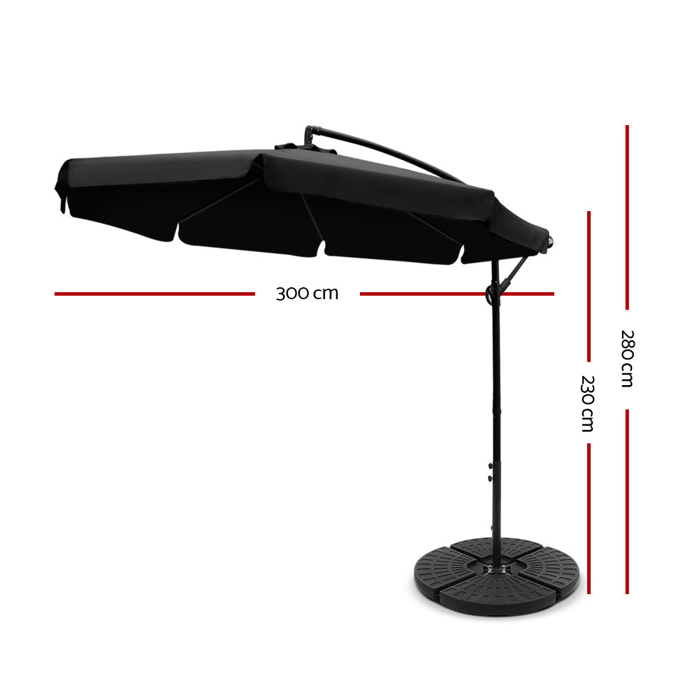 Instahut 3m Outdoor Umbrella w/Base Cantilever Garden Patio Beach Sunshade