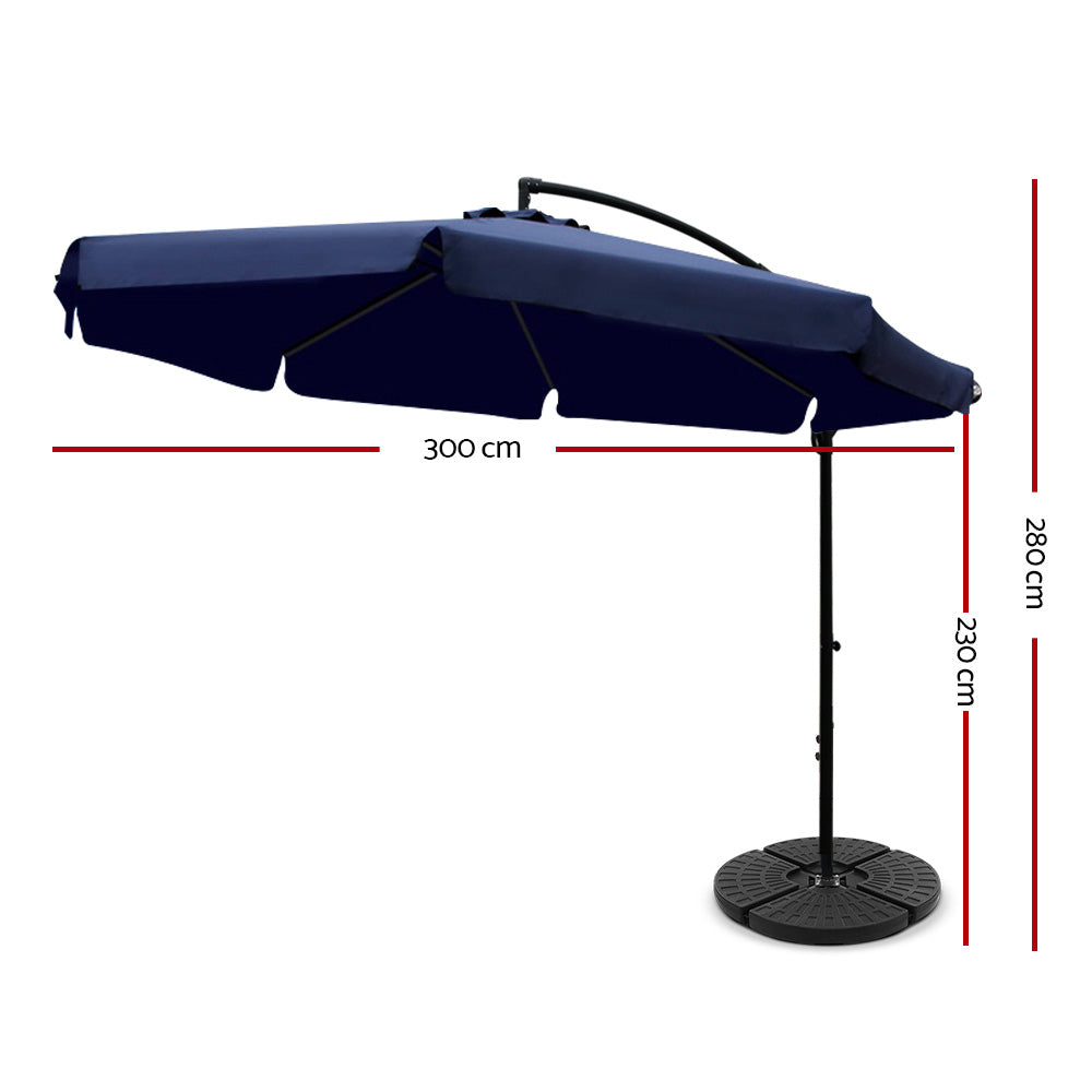 Instahut 3m Outdoor Umbrella w/Base Cantilever Garden Patio Beach Sunshade