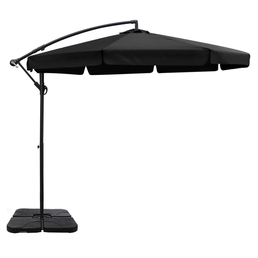 Instahut Outdoor Cantilever Umbrella with Base for Garden, Beach and Patio Shade