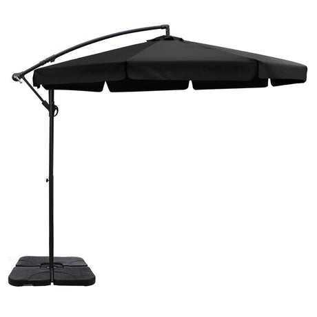 Instahut Outdoor Cantilever Umbrella with Base for Garden, Beach and Patio Shade