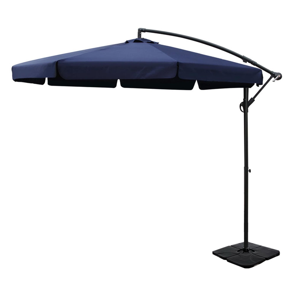 Instahut Outdoor Cantilever Umbrella with Base for Garden, Beach and Patio Shade