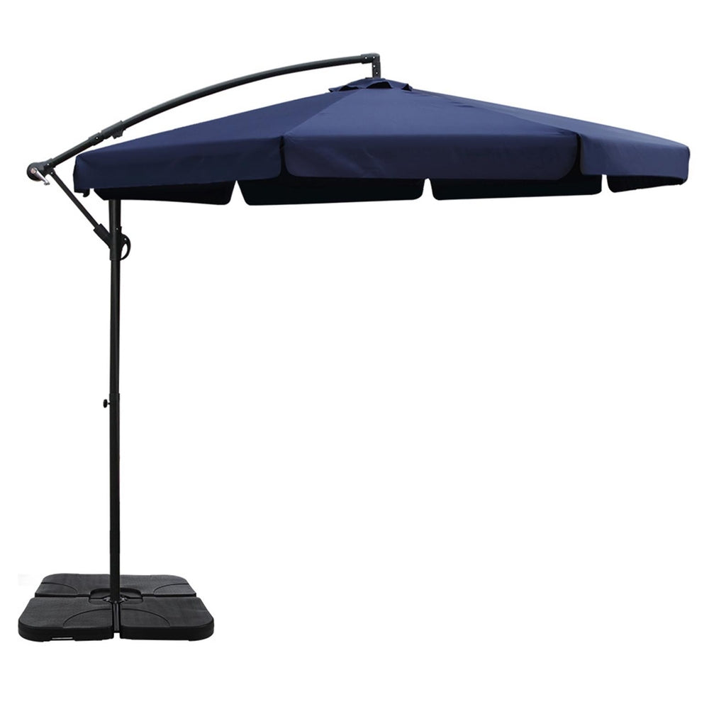 Instahut Outdoor Cantilever Umbrella with Base for Garden, Beach and Patio Shade