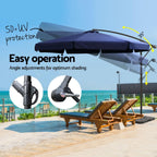 Instahut Outdoor Cantilever Umbrella with Base for Garden, Beach and Patio Shade