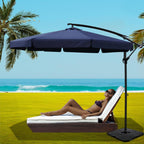 Instahut Outdoor Cantilever Umbrella with Base for Garden, Beach and Patio Shade