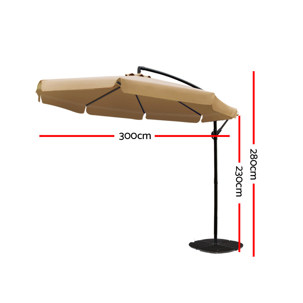 Instahut 3m Outdoor Umbrella Cantilever Garden Beach Patio Heavy Duty Shade Parasol