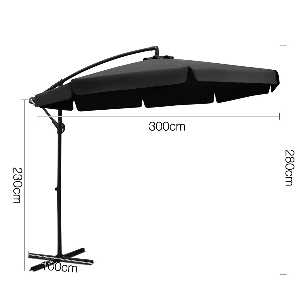 Instahut 3m Outdoor Umbrella Cantilever Garden Beach Patio Heavy Duty Shade Parasol