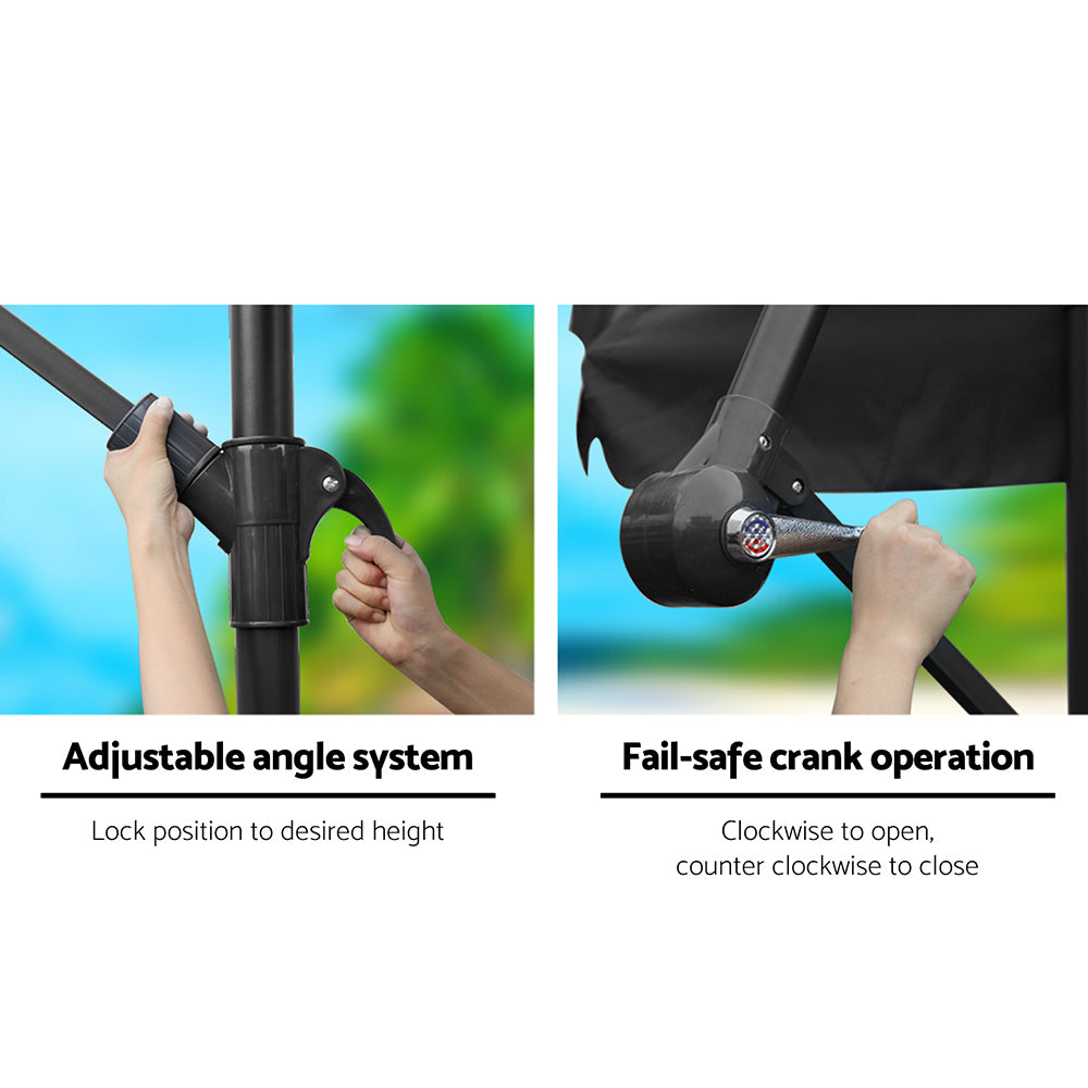 Instahut 3m Outdoor Umbrella Cantilever Garden Beach Patio Heavy Duty Shade Parasol