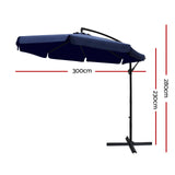 Instahut 3m Outdoor Umbrella Cantilever Garden Beach Patio Heavy Duty Shade Parasol