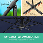 Instahut 3m Outdoor Umbrella Cantilever Garden Beach Patio Heavy Duty Shade Parasol