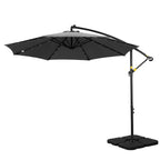 Instahut Outdoor Cantilever Umbrella with LED and Base for Garden Sun Patio
