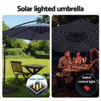 Instahut Outdoor Cantilever Umbrella with LED and Base for Garden Sun Patio