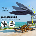 Instahut Outdoor Cantilever Umbrella with LED and Base for Garden Sun Patio