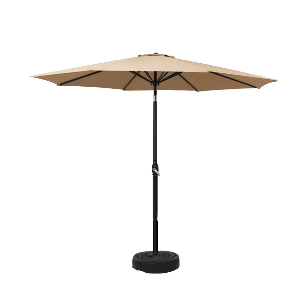 Instahut Outdoor Umbrella with Base Pole Stand Garden Sun Patio Tilt UV Protection