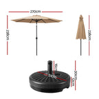 Instahut Outdoor Umbrella with Base Pole Stand Garden Sun Patio Tilt UV Protection