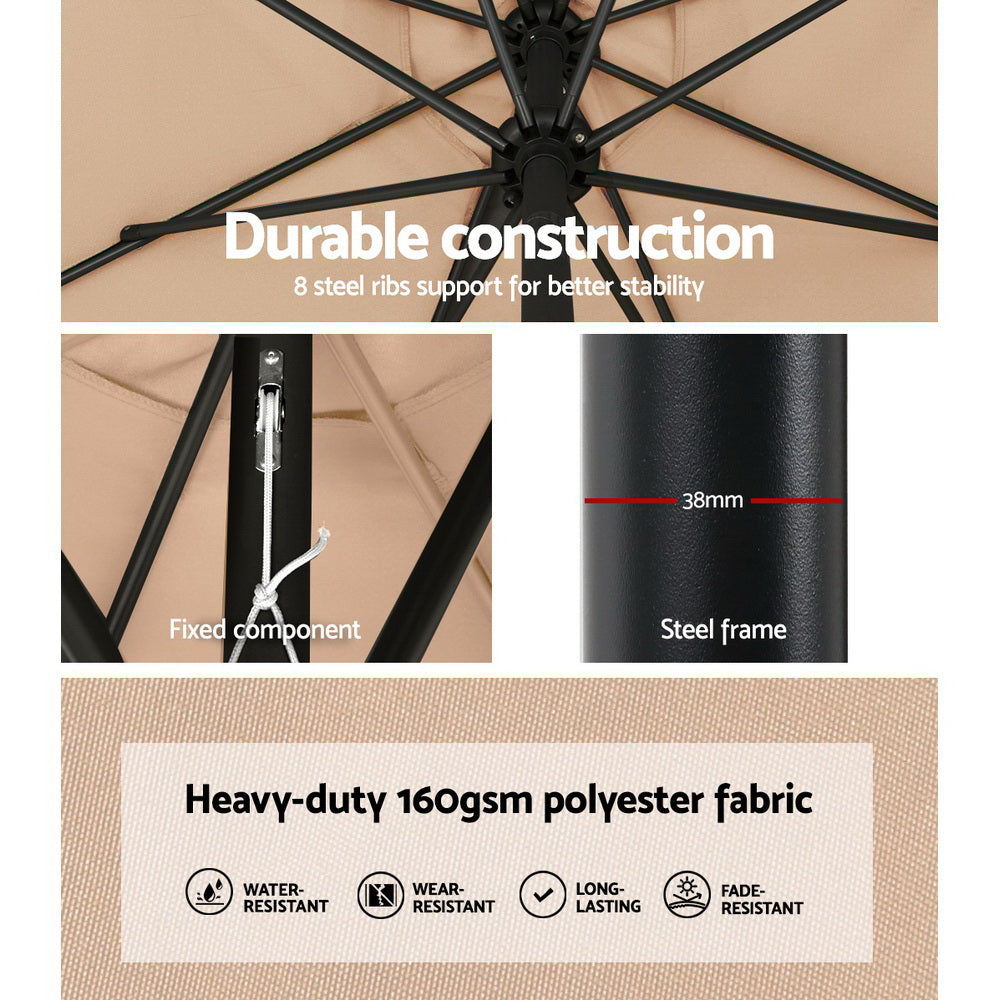 Instahut Outdoor Umbrella with Base Pole Stand Garden Sun Patio Tilt UV Protection