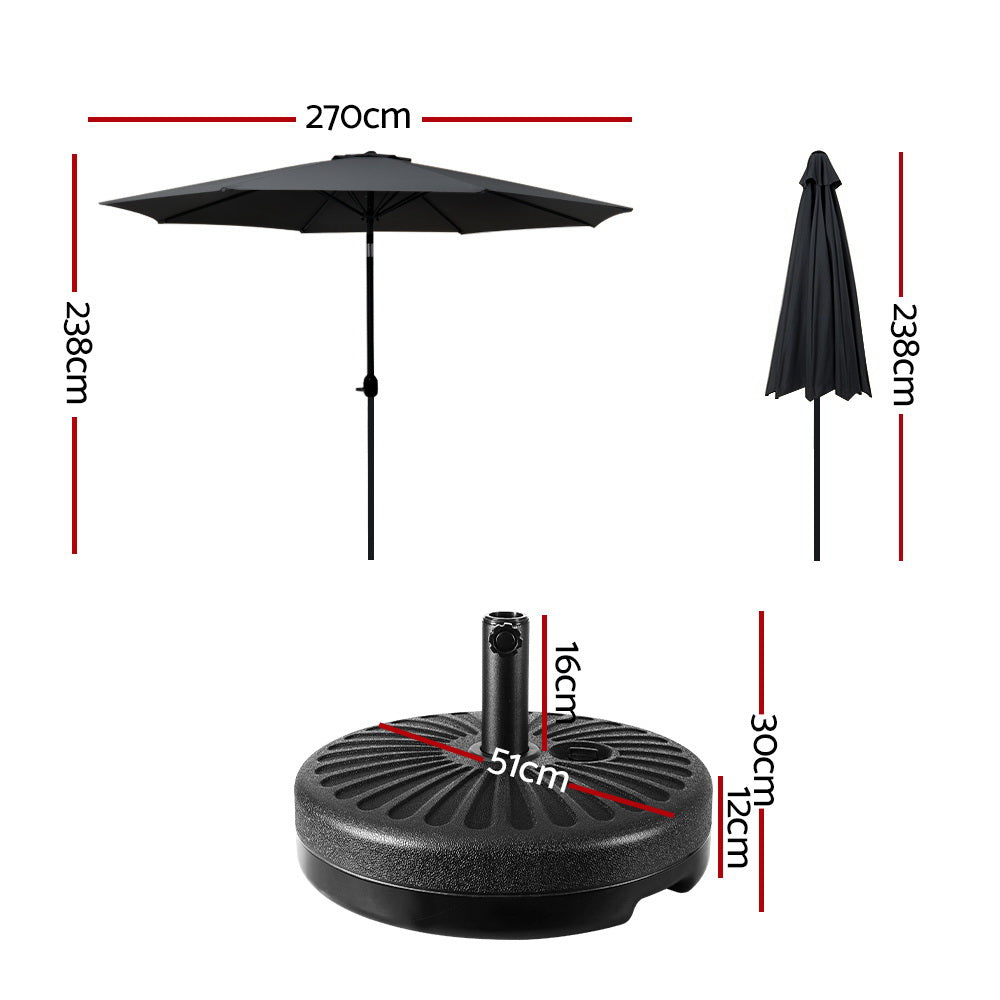 Instahut Outdoor Umbrella with Base Pole Stand Garden Sun Patio Tilt UV Protection