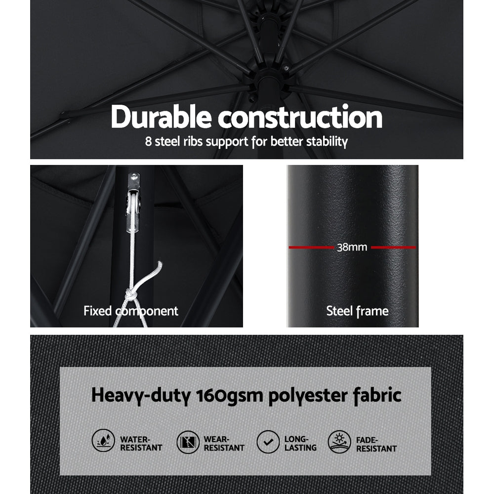 Instahut Outdoor Umbrella with Base Pole Stand Garden Sun Patio Tilt UV Protection