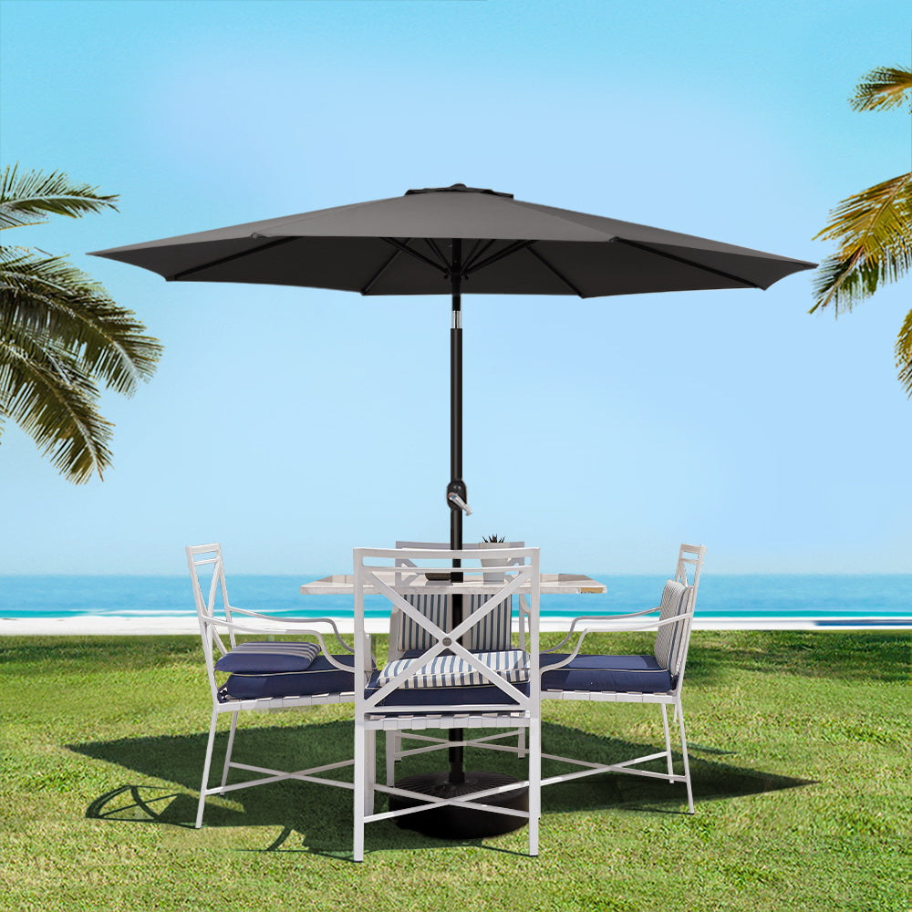 Instahut Outdoor Umbrella with Base Pole Stand Garden Sun Patio Tilt UV Protection