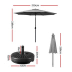 Instahut Outdoor Umbrella with Base Pole Stand Garden Sun Patio Tilt UV Protection