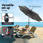 Instahut Outdoor Umbrella with Base Pole Stand Garden Sun Patio Tilt UV Protection
