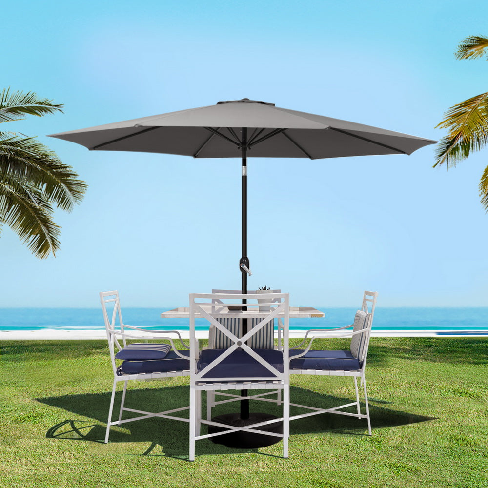Instahut Outdoor Umbrella with Base Pole Stand Garden Sun Patio Tilt UV Protection