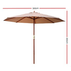 Instahut 3m Outdoor Umbrella Pole Umbrellas Beach Garden Sun Stand Patio