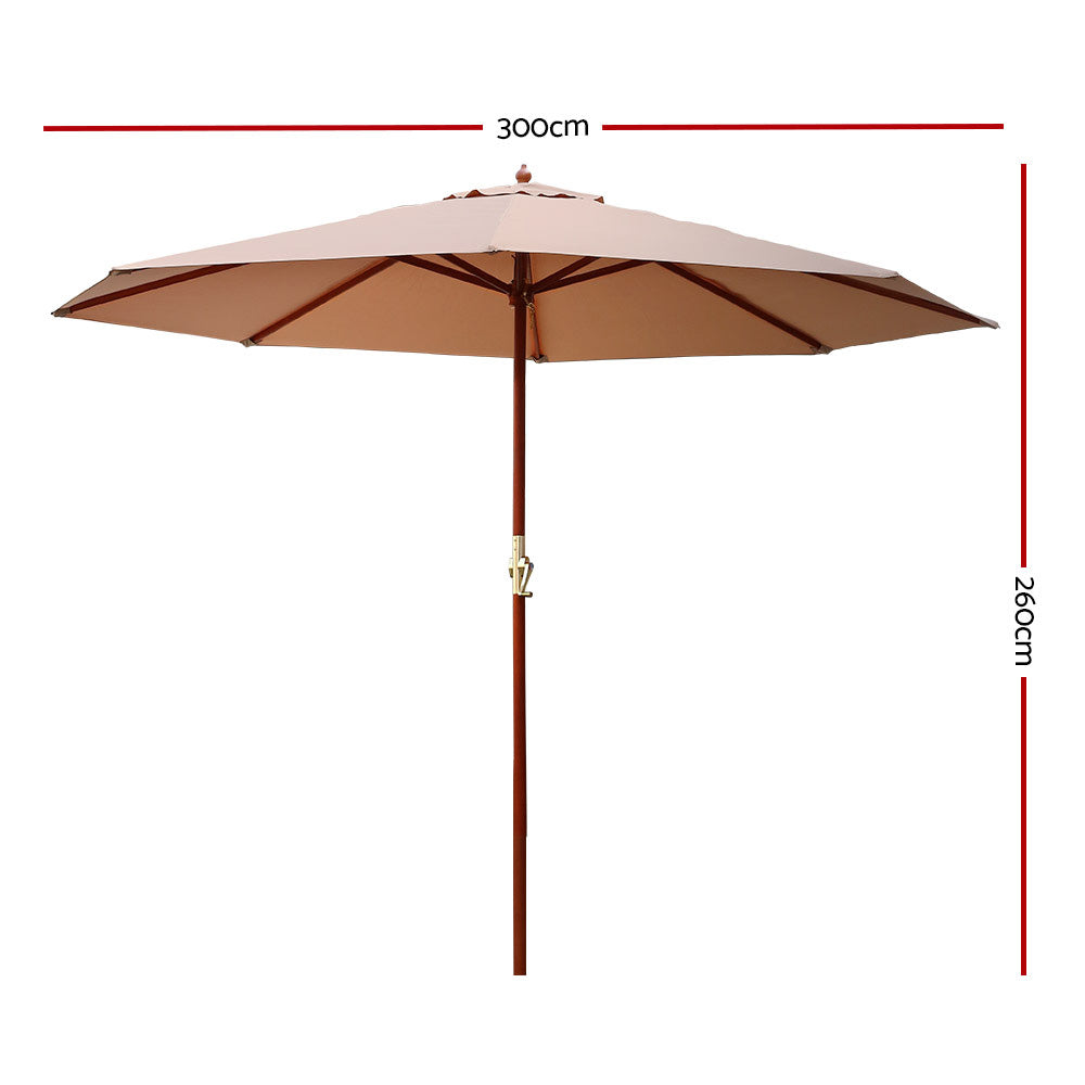 Instahut 3m Outdoor Umbrella Pole Umbrellas Beach Garden Sun Stand Patio