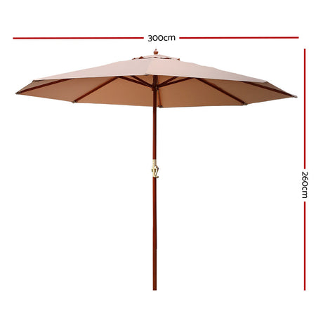 Instahut 3m Outdoor Umbrella Pole Umbrellas Beach Garden Sun Stand Patio
