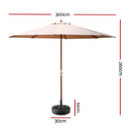 Instahut Outdoor Umbrella with Base Pole for Garden, Deck and Patio Sun Stand
