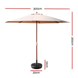 Instahut Outdoor Umbrella with Base Pole for Garden, Deck and Patio Sun Stand