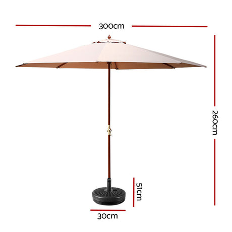 Instahut Outdoor Umbrella with Base Pole for Garden, Deck and Patio Sun Stand