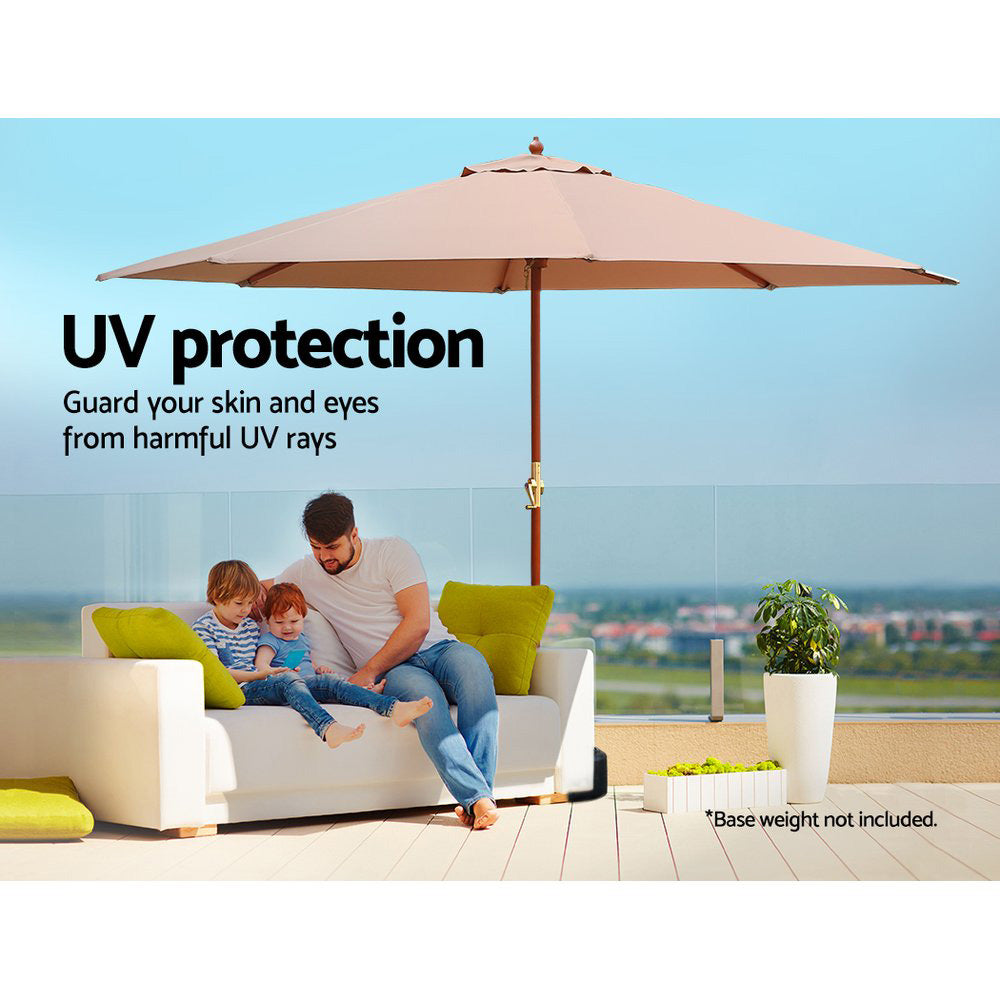 Instahut Outdoor Umbrella with Base Pole for Garden, Deck and Patio Sun Stand