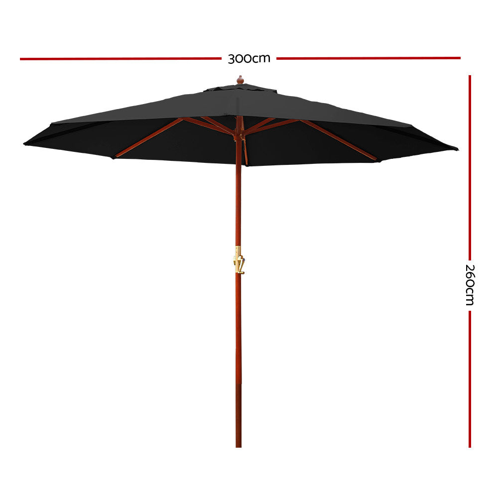 Instahut 3m Outdoor Umbrella Pole Umbrellas Beach Garden Sun Stand Patio