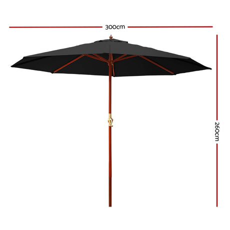 Instahut 3m Outdoor Umbrella Pole Umbrellas Beach Garden Sun Stand Patio