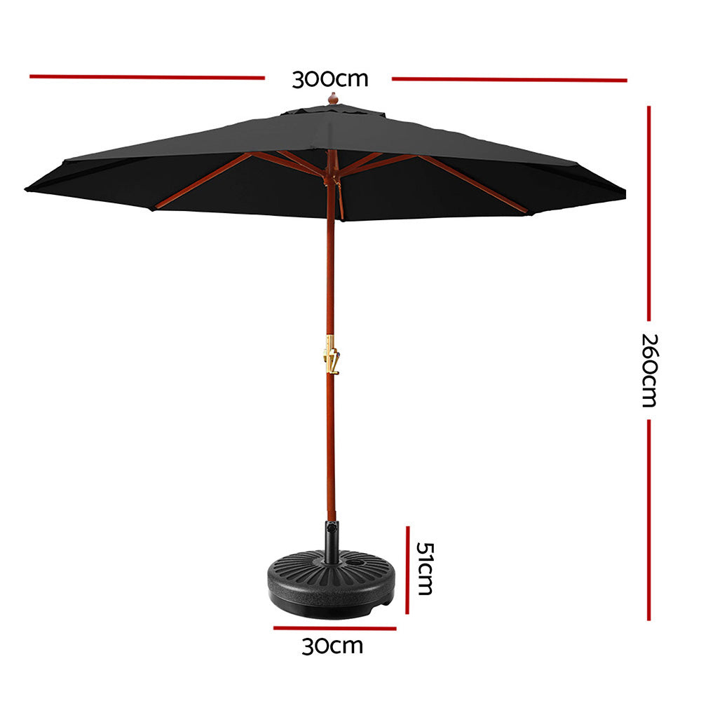 Instahut Outdoor Umbrella with Base Pole for Garden, Deck and Patio Sun Stand