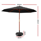 Instahut Outdoor Umbrella with Base Pole for Garden, Deck and Patio Sun Stand