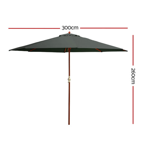 Instahut 3m Outdoor Umbrella Pole Umbrellas Beach Garden Sun Stand Patio
