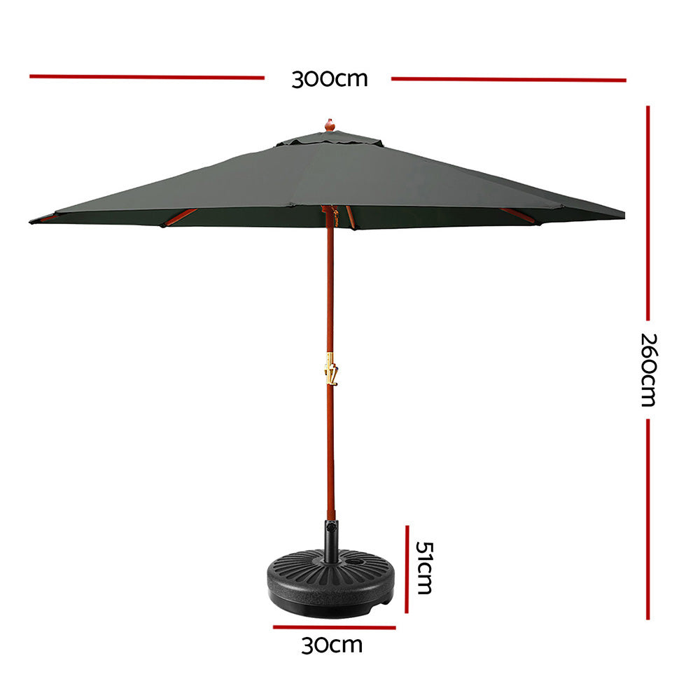 Instahut Outdoor Umbrella with Base Pole for Garden, Deck and Patio Sun Stand