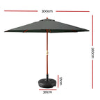 Instahut Outdoor Umbrella with Base Pole for Garden, Deck and Patio Sun Stand