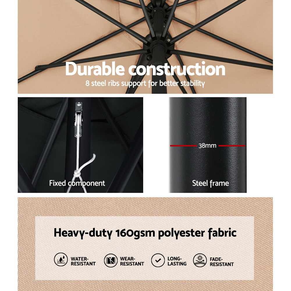 Instahut Outdoor Umbrella Base Beach Pole Garden Tilt Sun Patio UV Canopy