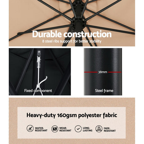 Instahut Outdoor Umbrella Base Beach Pole Garden Tilt Sun Patio UV Canopy