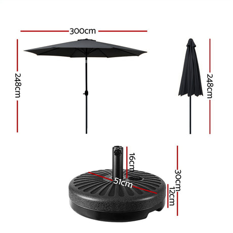 Instahut Outdoor Umbrella Base Beach Pole Garden Tilt Sun Patio UV Canopy