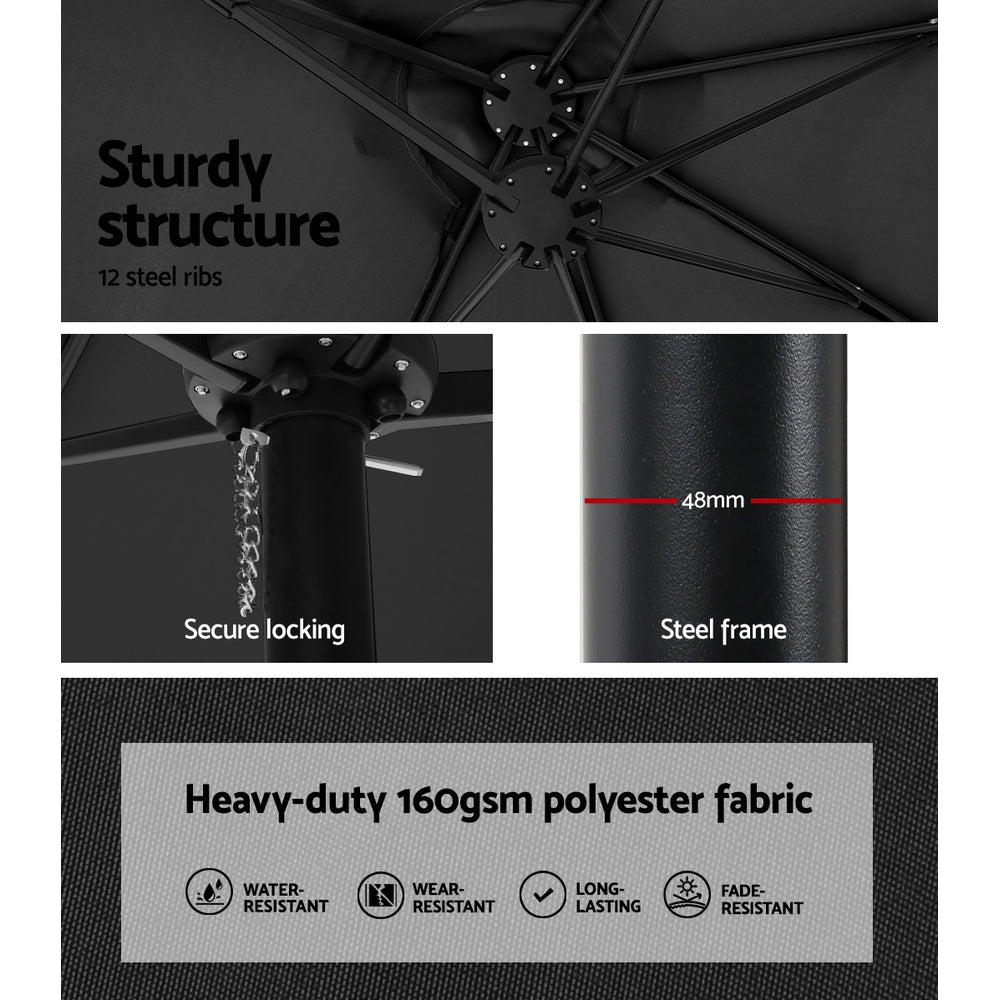 Instahut Outdoor Beach Pole Garden Tilt Canopy Sunshade Umbrella for Patio