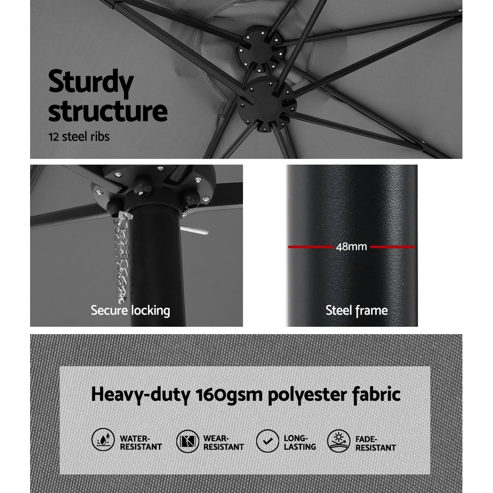 Instahut Outdoor Beach Pole Garden Tilt Canopy Sunshade Umbrella for Patio