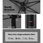 Instahut Outdoor Beach Pole Garden Tilt Canopy Sunshade Umbrella for Patio