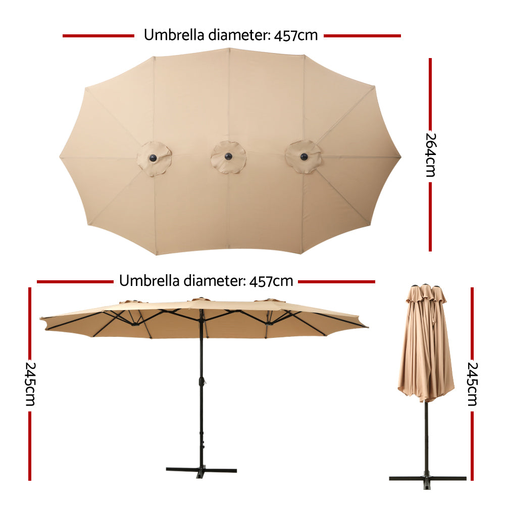 Instahut Outdoor Umbrella Beach Pole Garden Tilt - Tilt Mechanism, UV Protection Canopy