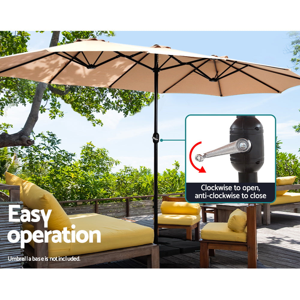 Instahut Outdoor Umbrella Beach Pole Garden Tilt - Tilt Mechanism, UV Protection Canopy