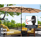 Instahut Outdoor Umbrella Beach Pole Garden Tilt - Tilt Mechanism, UV Protection Canopy