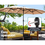 Instahut Outdoor Umbrella Beach Pole Garden Tilt - Tilt Mechanism, UV Protection Canopy